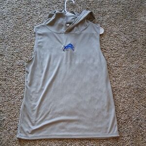 Gray Sleeveless Hoodie Tankwith Detroit Lions Logo